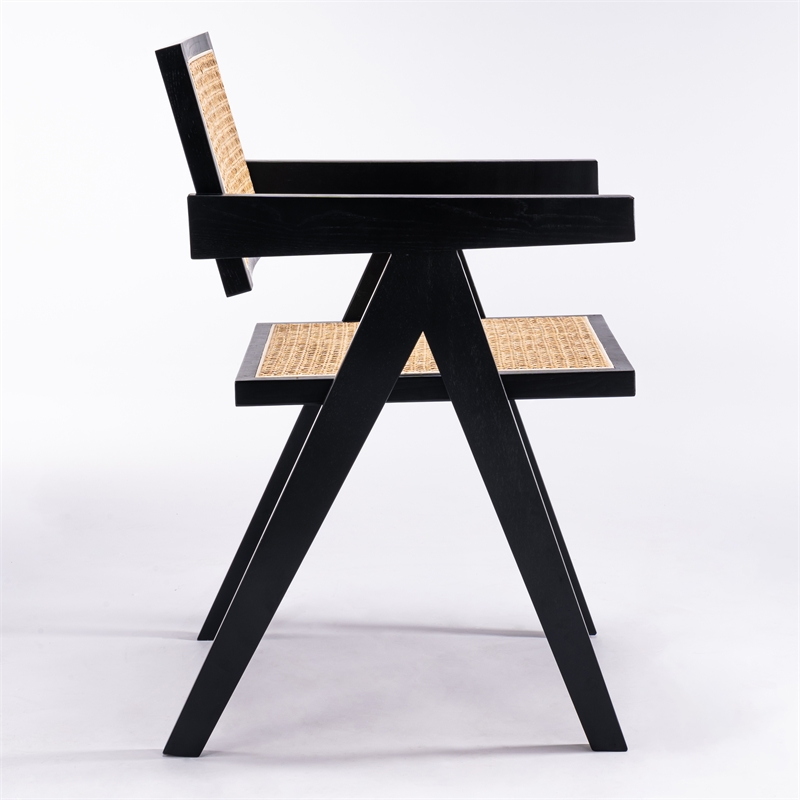 Omax Decor Angelo Solid Wood Dining Arm Chair in Black Ash (Set of 2)