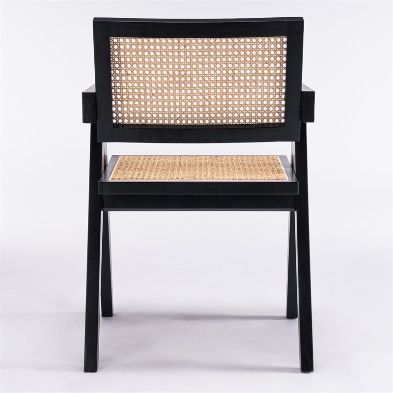 Omax Decor Angelo Solid Wood Dining Arm Chair in Black Ash (Set of 2)