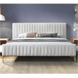 Omax Decor Julia Upholstered Modern Fabric King Platform Bed in White Boucle