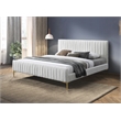Omax Decor Julia Upholstered Modern Fabric King Platform Bed in White Boucle