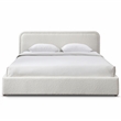 Omax Decor Upholstered Platform King Bed in White Boucle Fabric