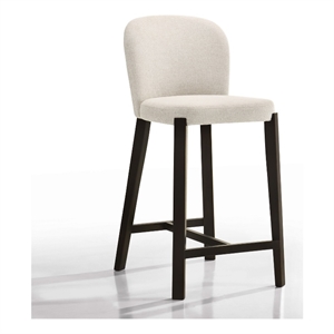 Omax Decor Larsen 26&quot Solid Wood and Fabric Counter Stool in Oatmeal Beige
