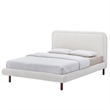 Omax Decor Beverly Upholstered Platform Queen Bed in White Boucle Fabric