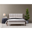 Omax Decor Exton Upholstered Platform Queen Bed in Cream Fabric
