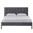Omax Decor Exton Upholstered Platform Queen Bed in Dark Gray Fabric