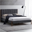 Omax Decor Exton Upholstered Platform Queen Bed in Dark Gray Fabric