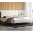 Omax Decor Liana Upholstered Platform King Bed in White Boucle Fabric