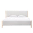 Omax Decor Liana Upholstered Platform King Bed in White Boucle Fabric
