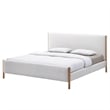 Omax Decor Liana Upholstered Platform King Bed in White Boucle Fabric
