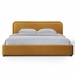 Omax Decor Upholstered Platform King Bed in Mustard Boucle Fabric