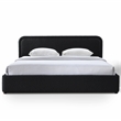 Omax Decor Upholstered Platform King Bed in Black Boucle Fabric
