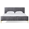 Omax Decor Julia Upholstered Fabric King Platform Bed in Green Velvet