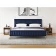 Omax Decor Julia Upholstered Fabric King Platform Bed in Blue Velvet