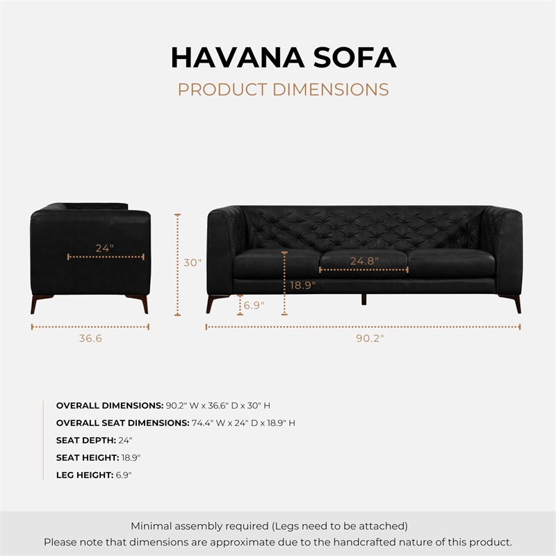 Omax Decor Havana  Sectional Modern Tufted Genuine Leather Sofa in Tan