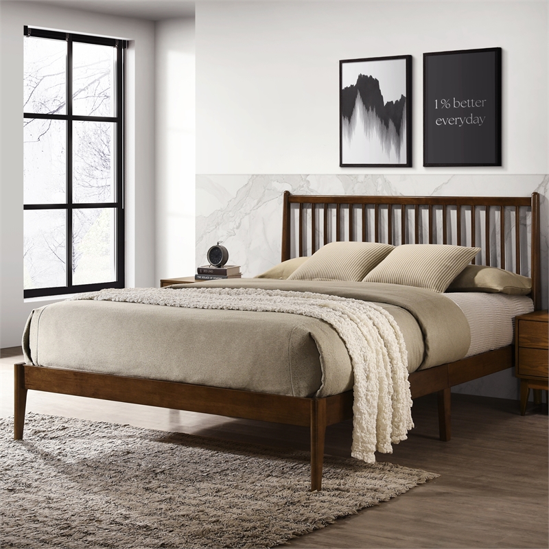 Omax Decor Floyd Wooden Queen size Platform Bed in Walnut Finish