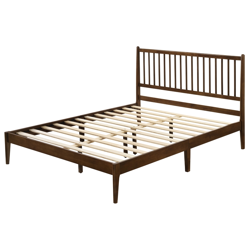 Omax Decor Floyd Wooden Queen size Platform Bed in Walnut Finish