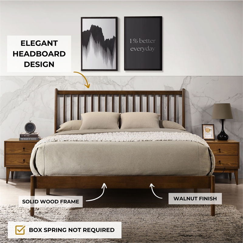 Omax Decor Floyd Wooden Queen size Platform Bed in Walnut Finish