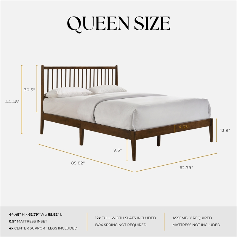 Omax Decor Floyd Wooden Queen size Platform Bed in Walnut Finish