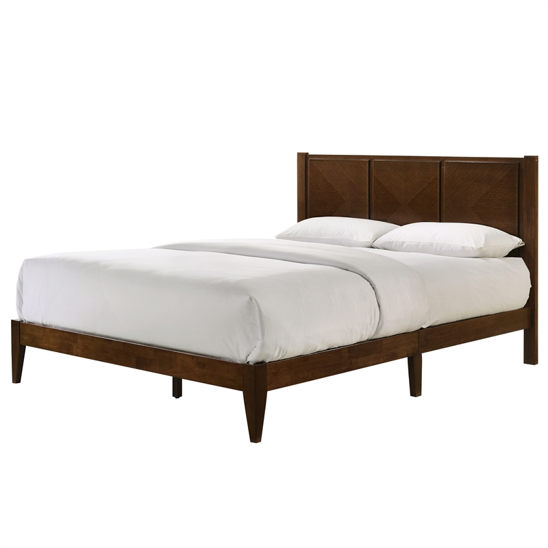 Omax Decor Haven Wooden Queen size Platform Bed in Walnut Finish