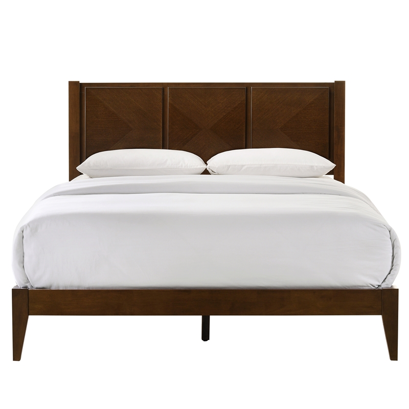 Omax Decor Haven Wooden Queen size Platform Bed in Walnut Finish
