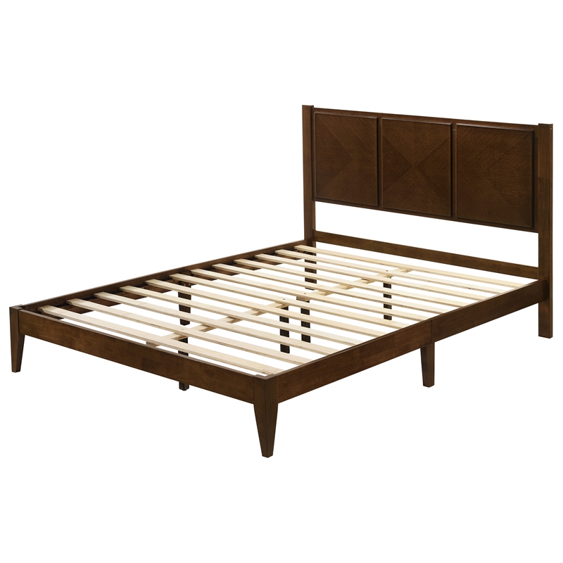 Omax Decor Haven Wooden Queen size Platform Bed in Walnut Finish