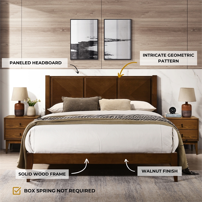 Omax Decor Haven Wooden Queen size Platform Bed in Walnut Finish