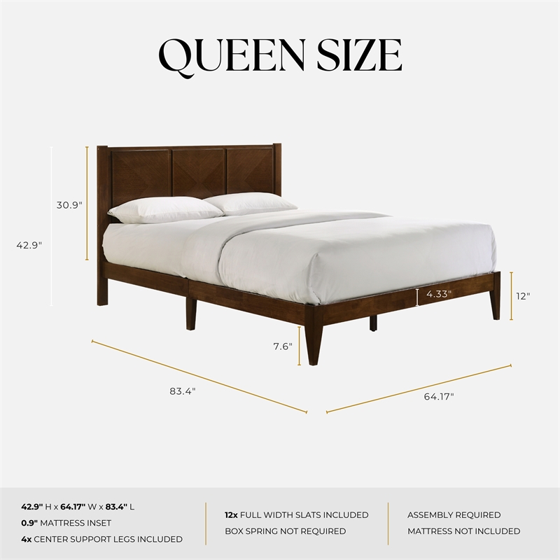 Omax Decor Haven Wooden Queen size Platform Bed in Walnut Finish
