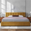 Omax Decor Jaxon Upholstered Platform King Bed in Gold Fabric