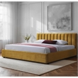 Omax Decor Jaxon Upholstered Platform King Bed in Gold Fabric