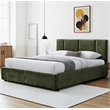 Omax Decor Venice Fabric Upholstered Platform Queen Bed in Moss Green
