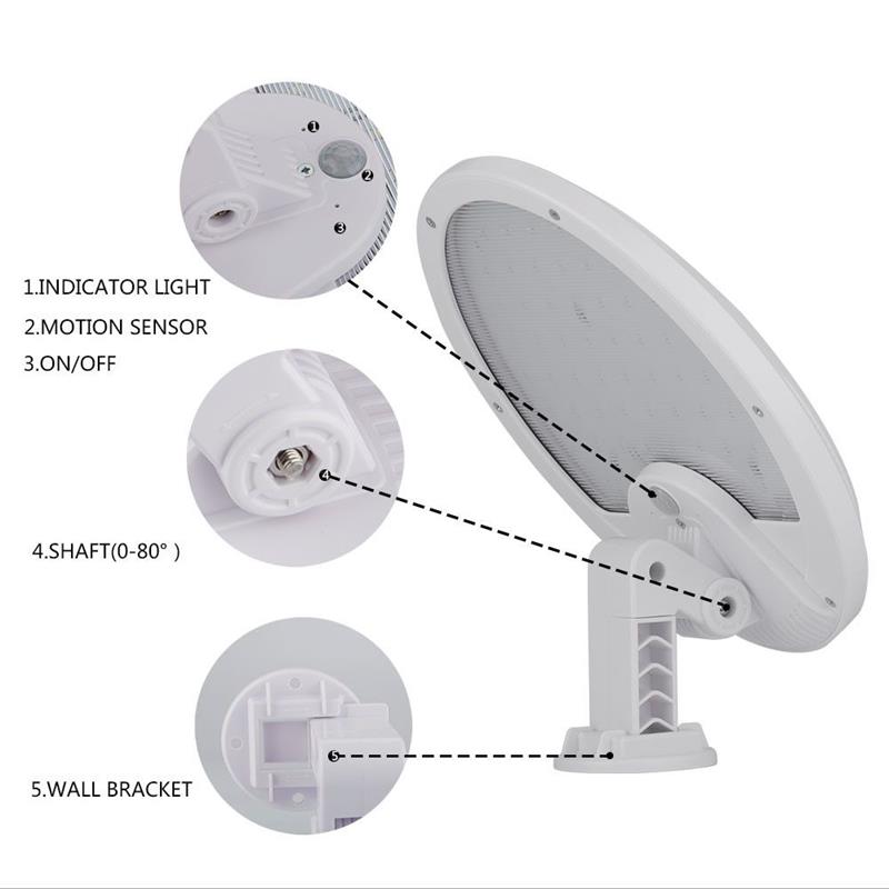 eLEDing Pure White LED Motion Activated Outdoor LED Solar Security Floodlight
