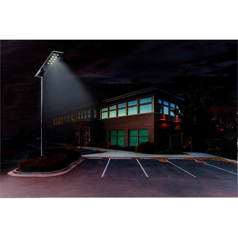 eLEDing 50W LED 3rd Gen Solar Hybrid Microgrid LED Street Light Series in Silver