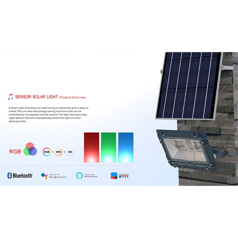 16W/2100LM Black Outdoor Integrated RGB LED Flood Light w/ Color Change w/ Music