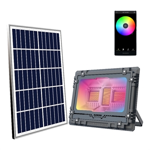 16W/2100LM Black Outdoor Integrated RGB LED Flood Light w/ Color Change w/ Music