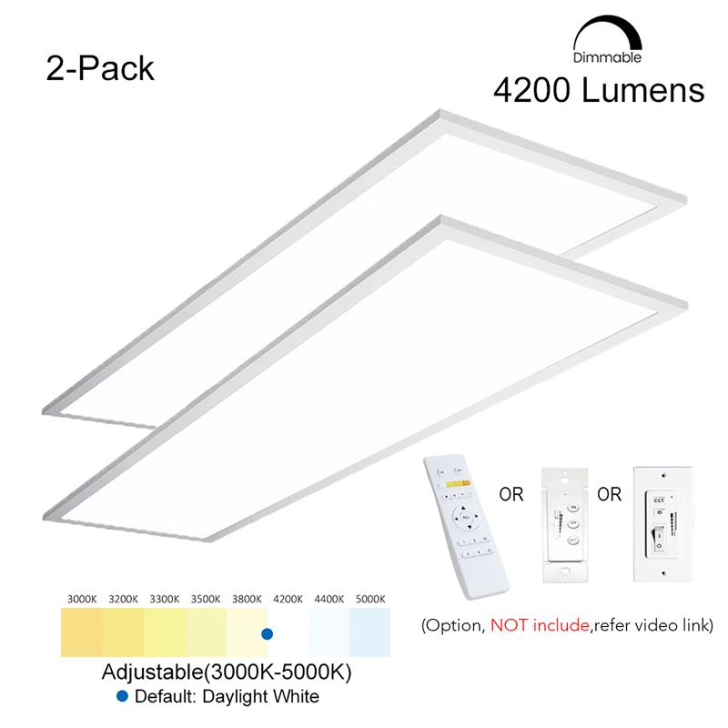 eSenLite 1ft.x4ft. 4200LM LED Commercial Flat Panel Ceiling Light - White (2pcs)