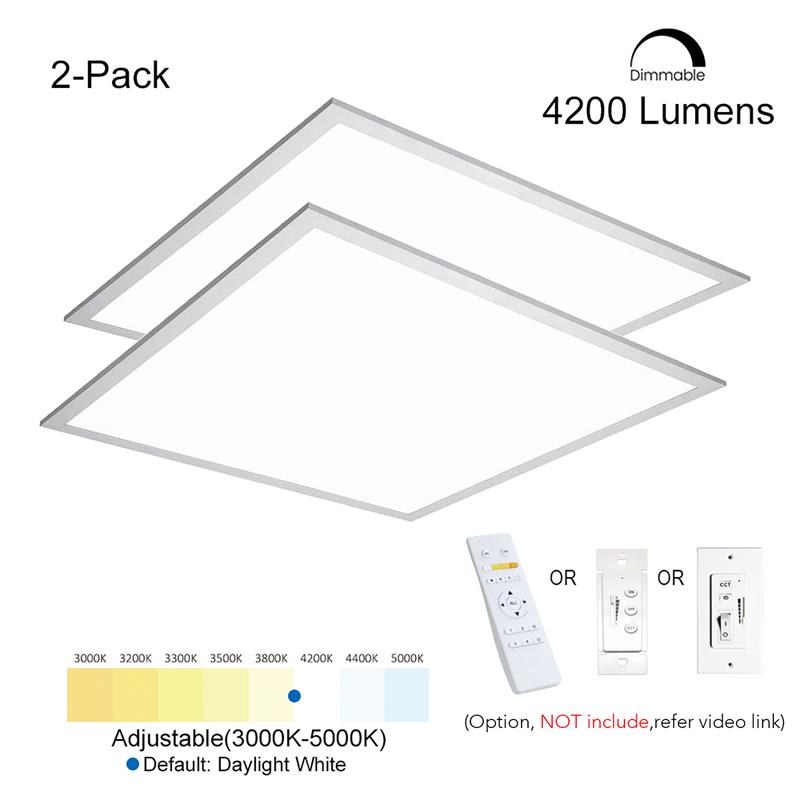 eSenLite 2ft.x2ft. 4200LM LED Commercial Flat Panel Ceiling Light - White (2pcs)