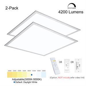 eSenLite 2ft.x2ft. 4200LM LED Commercial Flat Panel Ceiling Light - White (2pcs)