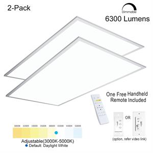 eSenLite 2ft.x4ft. 6300LM LED Commercial Flat Panel Ceiling Light - White (2pcs)