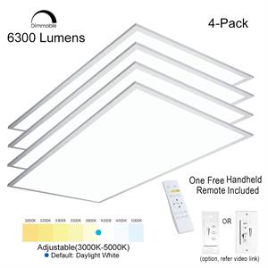 eSenLite 2ft.x4ft. 6300LM LED Commercial Flat Panel Ceiling Light - White (4pcs)