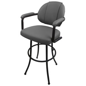 Tobias Designs 34&quot Vinyl Swivel Extra Tall Bar Stool in Gray and Black