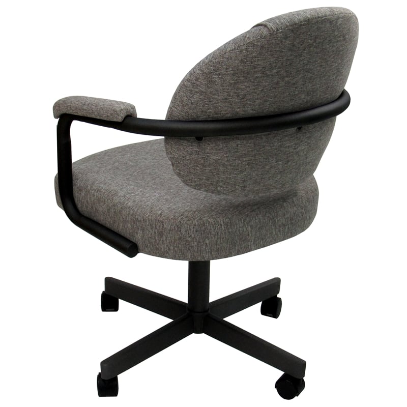 Tobias Designs Fabric Swivel Tilt Dining Arm Chair in Mojave Gray on Black
