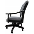 Swivel Wood Dining Caster Chair Casa in Blended Gray Fabric - Black Frame