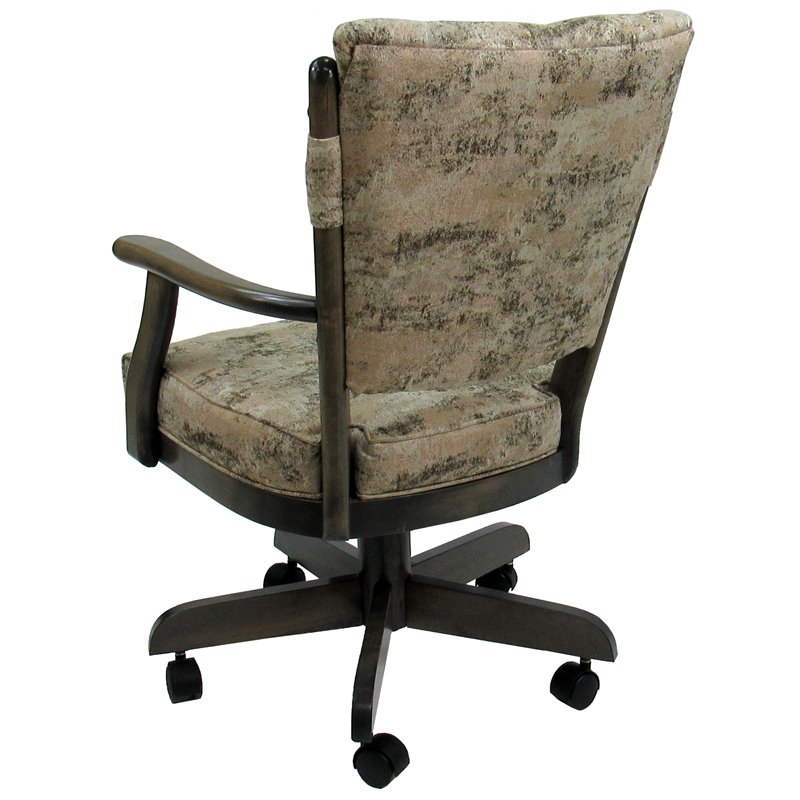 Swivel Wood Dining Caster Chair Classic - Poet Desert Tan Fabric - WG