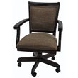 Swivel Wood Dining Caster Chair Mango with Wheels in Checkered - Walnut