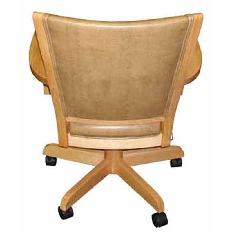 Swivel Wood Dining Caster Chair Mango with Wheels in Tan - Vinyl