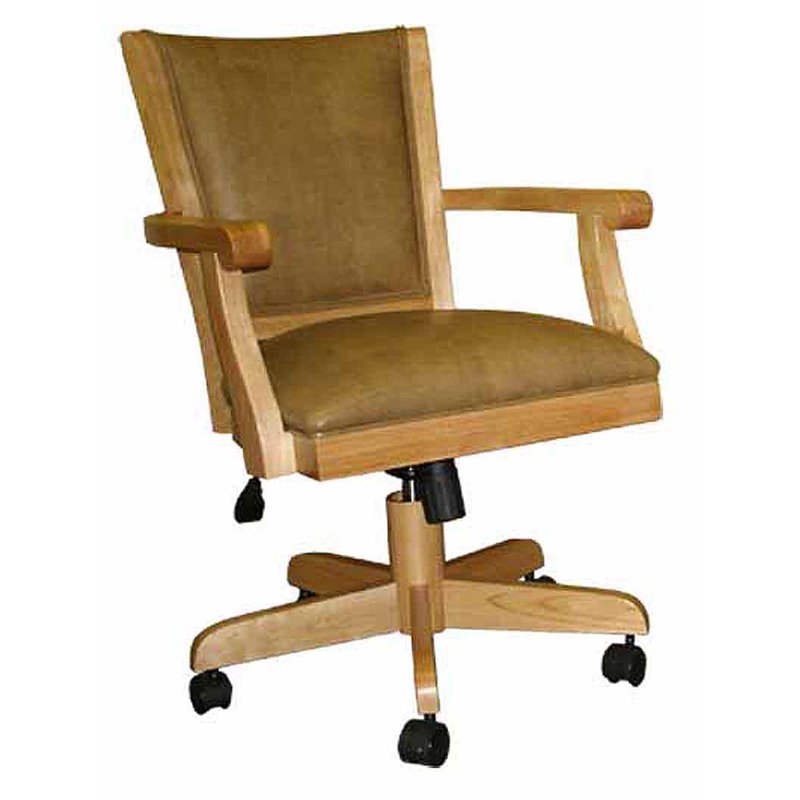 Swivel Wood Dining Caster Chair Mango with Wheels in Tan - Vinyl
