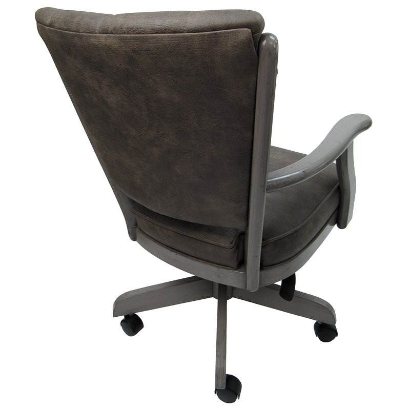 Swivel Wood Dining Caster Chair Classic on Wheels - Iron Gray Fabric - Gray