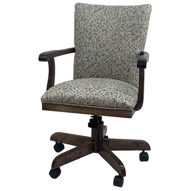 Swivel Wood Dining Caster Chair Mango Plus with Wheels in Spring Mix Gray