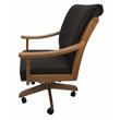 Swivel Wood Dining Caster Chair Casa in Dark Brown Fabric - CT Frame
