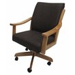Swivel Wood Dining Caster Chair Casa in Dark Brown Fabric - CT Frame